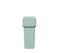 Brabantia Sort & Go Recycle Bin 40L (Jade Green), Space-Efficient Plastic Recycle Container with Handle, Removable and Stay-Open Lid, Easy to Clean Kitchen Bin without Nooks and Rims