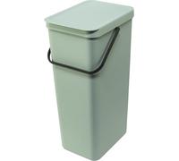 Brabantia Sort & Go Food Waste Bin 6L (Jade Green), Space-Efficient Plastic Recycle Bin with Handle, Removable and Stay-Open Lid, Easy to Clean Kitchen Compost Caddy without Nooks and Rims
