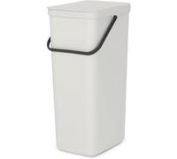 Brabantia Sort & Go Recycle Bin 40L (Light Grey), Space-Efficient Plastic Recycle Container with Handle, Removable and Stay-Open Lid, Easy to Clean Kitchen Bin without Nooks and Rims