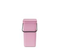 Brabantia Sort & Go Waste Bin 12L (Lilac Pink), Space-Efficient Plastic Recycle Container with Handle, Removable and Stay-Open Lid, Easy to Clean Kitchen Bin without Nooks and Rims