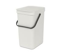 Brabantia - Sort & Go Waste Bin 12L - Medium Recycling Bin - Stay Open Lid - Carry Handle - Easy to Clean - for Under Kitchen Counter or Wall-Mounted - Compost Bin - Light Grey - 20 x 25 x 35 cm