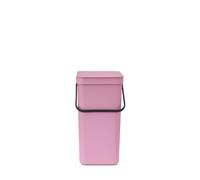 Brabantia Sort & Go Waste Bin 16L (Lilac Pink), Space-Efficient Plastic Recycle Container with Handle, Removable and Stay-Open Lid, Easy to Clean Kitchen Bin without Nooks and Rims