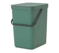 Brabantia Sort & Go Waste Bin 25L (Fir Green), Space-Efficient Plastic Recycle Container with Handle, Removable and Stay-Open Lid, Easy to Clean Kitchen Bin without Nooks and Rims