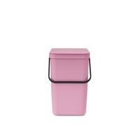 Brabantia Sort & Go Waste Bin 25L (Lilac Pink), Space-Efficient Plastic Recycle Container with Handle, Removable and Stay-Open Lid, Easy to Clean Kitchen Bin without Nooks and Rims