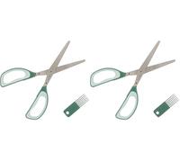 Brabantia Tasty+ Herb Scissors + Cleaning Tool - Fir Green - 5 Blades for Fine Herbs & Small Vegetables - Ergonomic Comfortable Non-Slip Handle - Anti-Rust - Easy Clean - L22.2 x W7.9 x H1.9 cm