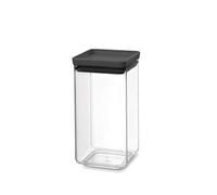 Brabantia Tasty+ Square Stackable 1.6L Food Canister/Storage Jar (Dark Grey) Space Saving Transparent Plastic Tubs with Lids, (122385)