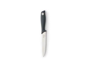 Brabantia Tasty+ Utility Knife (Dark Grey) Hardened Steel Blade Kitchen Knife, Ideal for Cutting/Peeling Fruit & Vegetables, Integrated Finger-Guard, All-Rounder, Sharp Tip, Thin Blade