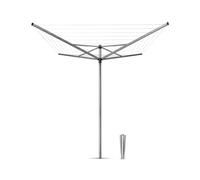 Brabantia - Topspinner - 40 Metres of Clothes Line - UV-Resistant & Non-Slip Lining - Smooth Turns - Umbrella System - Rotary Dryer with Ground Spike 45 mm - Metallic Grey - ø 271 cm