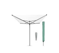 Brabantia - Topspinner - 50 Metres of Clothes Line - UV-Resistant & Non-Slip Lining - Smooth Turns - Umbrella System - Rotary Dryer with Ground Spike & Cover 45 mm - Metallic Grey - ø 295 m