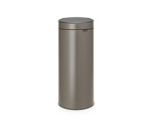 Brabantia Touch Tall Platinum Metallic Effect Metal Bin - 30L Freestanding