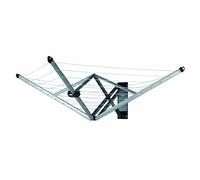 Brabantia WallFix Retractable Washing Line with Protective Fabric Cover (24m) Wall-Mounted Foldaway Clothes Air Dryer (Silver)