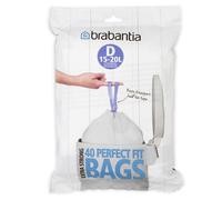 Brabantia Waste Bags Dispenser Pack D, 40 Pcs, 15-20 Litre, White