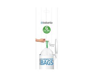 Brabantia White Drawstring Handle Bin Liner 30Ltr (1 x 20)