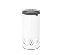 Brabantia - Laundry Bin - Handsfree Plastic Lid - Portable Laundry Bag Inside - Quick-drop Opening - Basket with Ventilation Holes - Non-Scratching Bottom - Corrosion Resistant - White - 35L