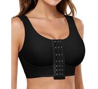 BRABIC Front Closure Bras for Women Post Surgery Compression Mastectomy Surgical Support Wireless Full Coverage Bra, Black, S