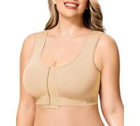 BRABIC Post Surgery Front Closure Bras for Women No Underwire Compression Surgical Mastectomy Everyday Bra, Beige, XL