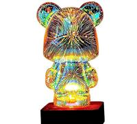 Brabola 3D Firework Bear Light, Twinkle Bear Lamp Bedside Table Lamp Cute Night Light Color Changing LED Desk Lamp Nightstand Bedroom Lamp Projector Decor for Kids Room, Home, Office, Nursery