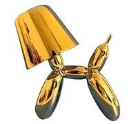 Brabola Balloon Dog Statue Table Lamp, Cordlsss Cute Decor Lamp Balloon Animal Rechargeable Desk Lamp 3 Color Dimmable Touch Bedside Lamp for Home, Office, Bedroom, Living Room (Gold)
