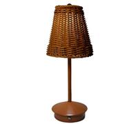 Brabola Rechargeable Rattan Table Lamp, Cordless Boho Wicker Desk Lamp 3-Way Dimmable Vintage Bamboo Nightstand Lamp with Touch Control for Farmhouse, Nursery, Bedroom (Brown)