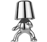 Brabola Thinker Lamp Collection, Cordless Table Lamp Silver Mr Statue Cute Desk Lamp Battery Operated Dimmable Touch LED Nightstand Night Light for Bedroom, Living Room, Office (Mr Where)