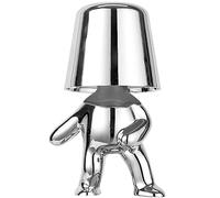 Brabola Thinker Lamp Collection, Wireless Table Lamp Silver Mr Statue Cute Desk Lamp Battery Operated Dimmable Touch LED Bedside Night Light for Bedroom, Living Room, Office (Mr When)