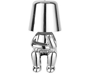 Brabola Thinker Lamp Collection, Wireless Table Lamp Silver Mr Statue Cute Desk Lamp Battery Operated Dimmable Touch LED Bedside Night Light for Bedroom, Living Room, Office (Mr Why)