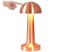 Brabola Touch Table Lamp, Battery Operated Desk Lamp Cordless Mushroom Lamp with 3 Brightness, Rechargeable Bedside Nightstand Light Lamp for Bedroom, Office, Restaurant, Reading (Rose Gold)
