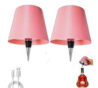 Brabola Wireless Wine Bottle Lamp, Liquor Bottle Light Rechargeable Touch Control Cordless Table Lamp with 3 Color Dimmable for Restaurant, Home, Bar, Office, Christmas (Pink, 2 Pcs)