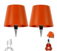 Brabola Wireless Wine Bottle Lamp, Liquor Bottle Light Rechargeable Touch Control Cordless Table Lamp with 3 Color Dimmable for Restaurant, Home, Bar, Office, Christmas (Orange, 2 Pcs)
