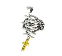 BRABOSTON Alloy Skeleton Crucifix Pendant Necklace/Pendant With Praying Hand Handmade Jewelry For Music Festivals And Party Festival Accessory