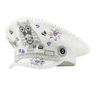 BRABOSTON Bejeweled Captain Hat Heavy Crystal Sailor Hat Surprise Girl Boys Headwear For Carnivals Music Festival Captain Costume