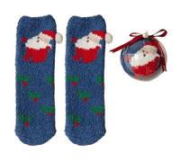 BRABOSTON Christmas Coral Fleece Socks with Festival Balls Ornaments for Holiday Santa Snowman Pattern Fuzzy Slipper
