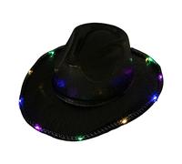 BRABOSTON Cowboy Hat Glowing Fedora Hat For Disco House Cocktail Parties Vacation Sparkly Glowing For Comedian Actor Cowboy Men Hats Women