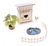 BRABOSTON Fairies Garden Decorative Miniature Garden Scene Set With Pool Fence Dog Figurine For Creative Scene Display Accessory Gnomes Models For Kids
