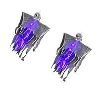 BRABOSTON Glowing Skeletons Specters Hanging Ornament Battery Power Adjustable Pose Sturdy Halloween Indoor Outdoors Decors Terror Themed Party Decoration