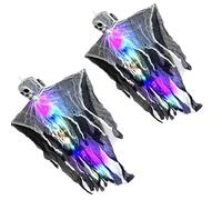 BRABOSTON Glowing Skeletons Specters Hanging Ornament Battery Power Adjustable Pose Sturdy Halloween Indoor Outdoors Decors Terror Themed Party Decoration