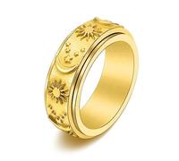 BRABOSTON Practical Rotating For Steel Band Rings Spinner For Men Women Personalized Engrave Moon Star Sun Steel Rotating