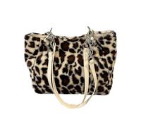 BRABOSTON Unique Leopards Print Furry Shoulder Bag Spacious Interior Underarm Bags Travel Handbag For Work Shopping Or Leisure Travel Bags For Women