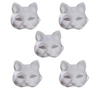 BRABOSTON Unpainted Masquerades With Acrylic Paint And Paint Brush Paper Hand Cats For Halloween Costume Adjustable Eye Veil