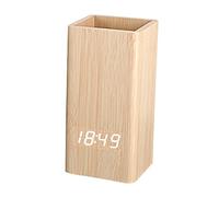 BRABOSTON Voice Control Digital Wooden Pen Holder Alarm Clock For Creative Student Desktop USB/Battery Operated LED Pencil Organiz USB Battery LED Pencil Organizer