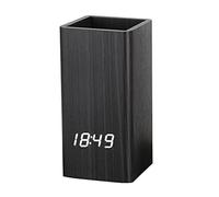 BRABOSTON Voice Control Digital Wooden Pen Holder Alarm Clock For Creative Student Desktop USB/Battery Operated LED Pencil Organiz USB Battery LED Pencil Organizer
