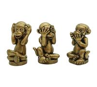 BRABUD Resin Chinese Fengshui Handmade See Hear Speak No Evil Monkey Figurines Home Decorative BS186