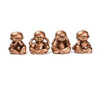 BRABUD Resin Hear No Evil See No Evil Speak No Evil Do No Evil Statue Set of 4 Monks Figurine Home Desk Office Desk Decor Ornaments Collectible TQGJBS233