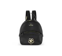 Braccialini Amy Bijoux Compact Backpack in Powder-Coloured Leatherette, Essential and Contemporary Design. The model is enriched by the bijoux symbol of the season: a smiling daisy with large, Black