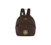 Braccialini Amy Bijoux Compact Backpack in Powder-Coloured Leatherette, Essential and Contemporary Design. The model is enriched by the bijoux symbol of the season: a smiling daisy with large, brown