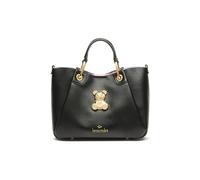 Braccialini Amy Bijoux Medium Size Handbag with Double Handles, Concealed Between the Cross Seams of the Panels that allow it to be widened. The bag is made of faux leather in burgundy colour