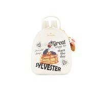 Braccialini Amy Lt Brown Faux Leather Backpack with a Vibrant Print Showing Tweety Enjoying a Tantalizing Piece of Cake. The design is inspired by American style lettering, White, UNI, Casual
