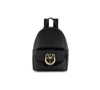 Braccialini Baroque Backpack in soft calfskin with a compact and refined line, enriched by the iconic jewel buckle with enamelled hearts and golden metallic details that enhance its character, Black