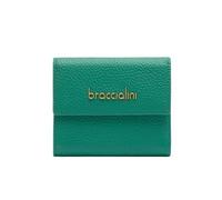 Braccialini Basic continental small wallet in gold leather with gold embossed logo., green, Taglia Unica, Casual