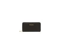 Braccialini Basic Zip Around Wallet in Platinum Leather with Gold Logo on the Front. One Inside Zip Pocket for the Coin.